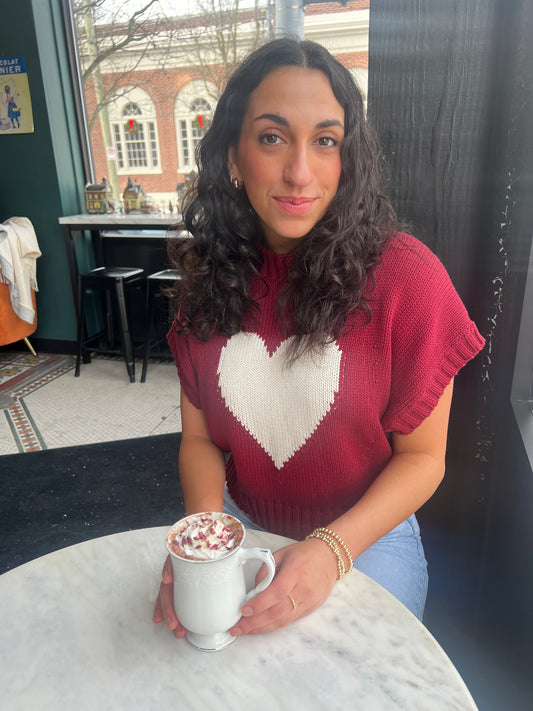 Raspberry Heart Sweater