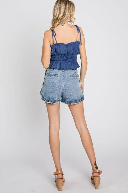 Spaghetti Smocked Sleeveless Top