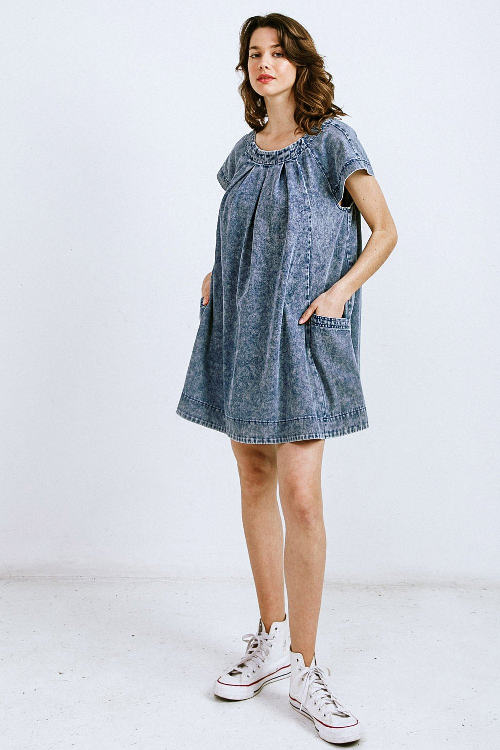 All About Her Denim Mini Dress - Basic Bee