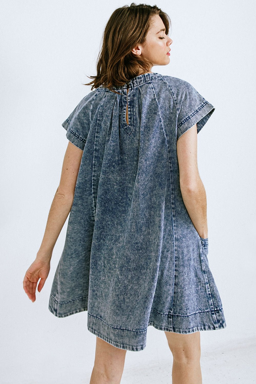 All About Her Denim Mini Dress - Basic Bee