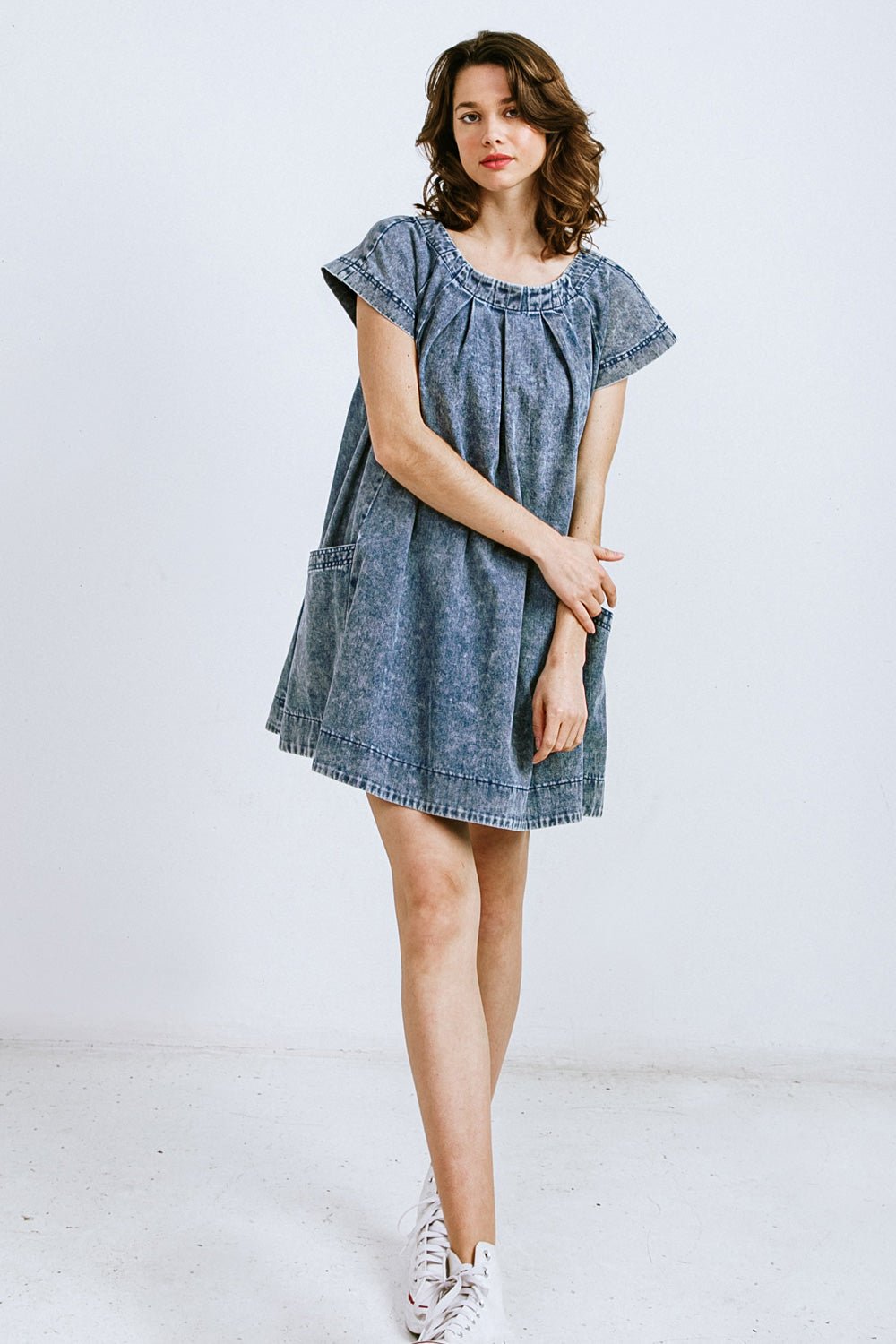 All About Her Denim Mini Dress - Basic Bee