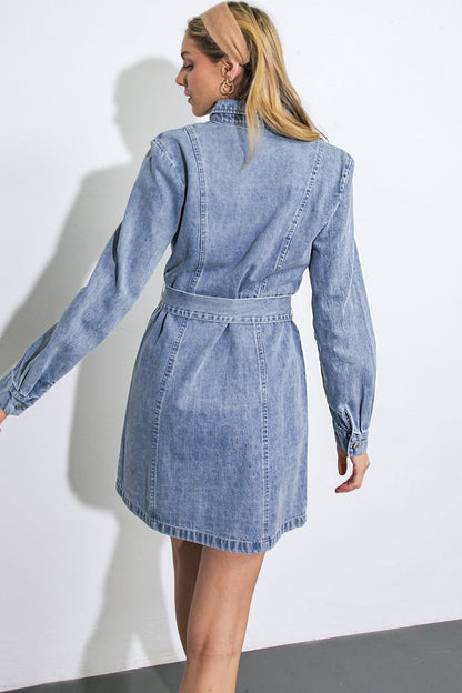 Be a Light Denim Mini Dress - Basic Bee