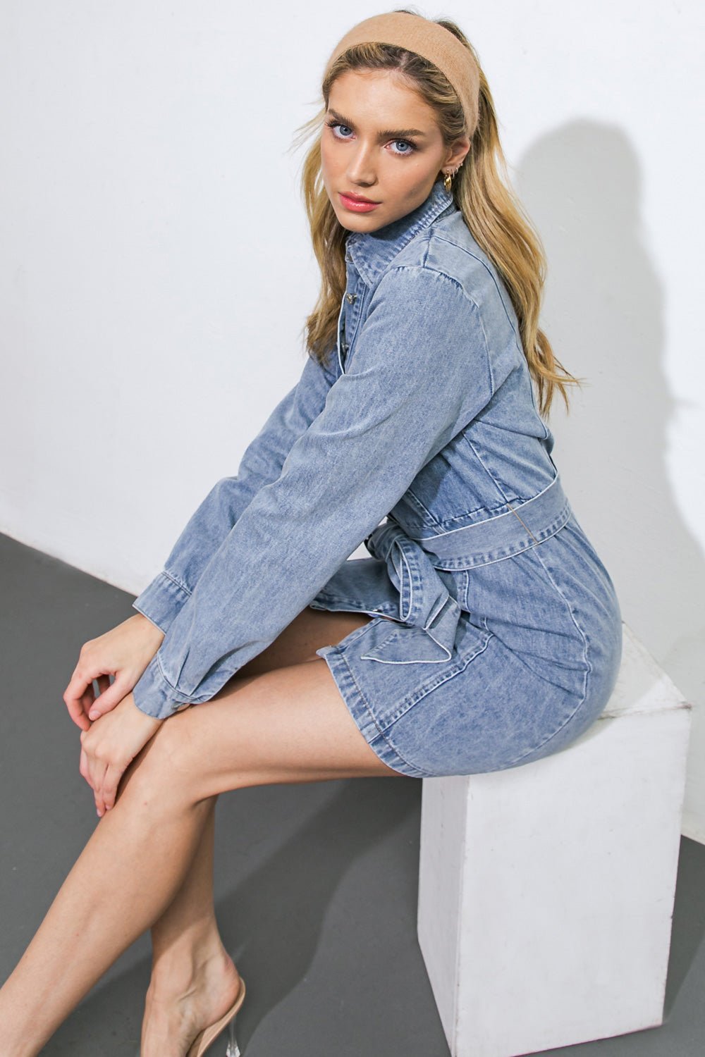 Be a Light Denim Mini Dress - Basic Bee