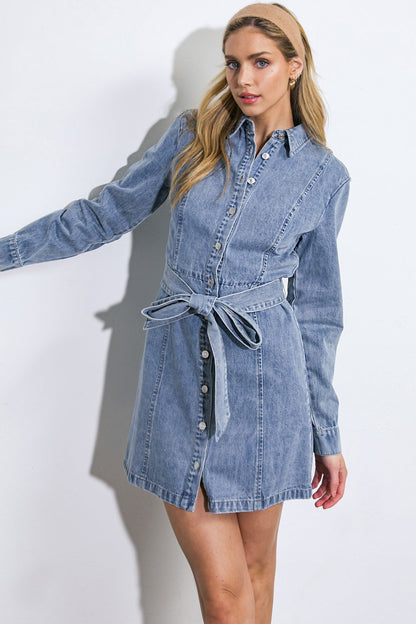 Be a Light Denim Mini Dress - Basic Bee