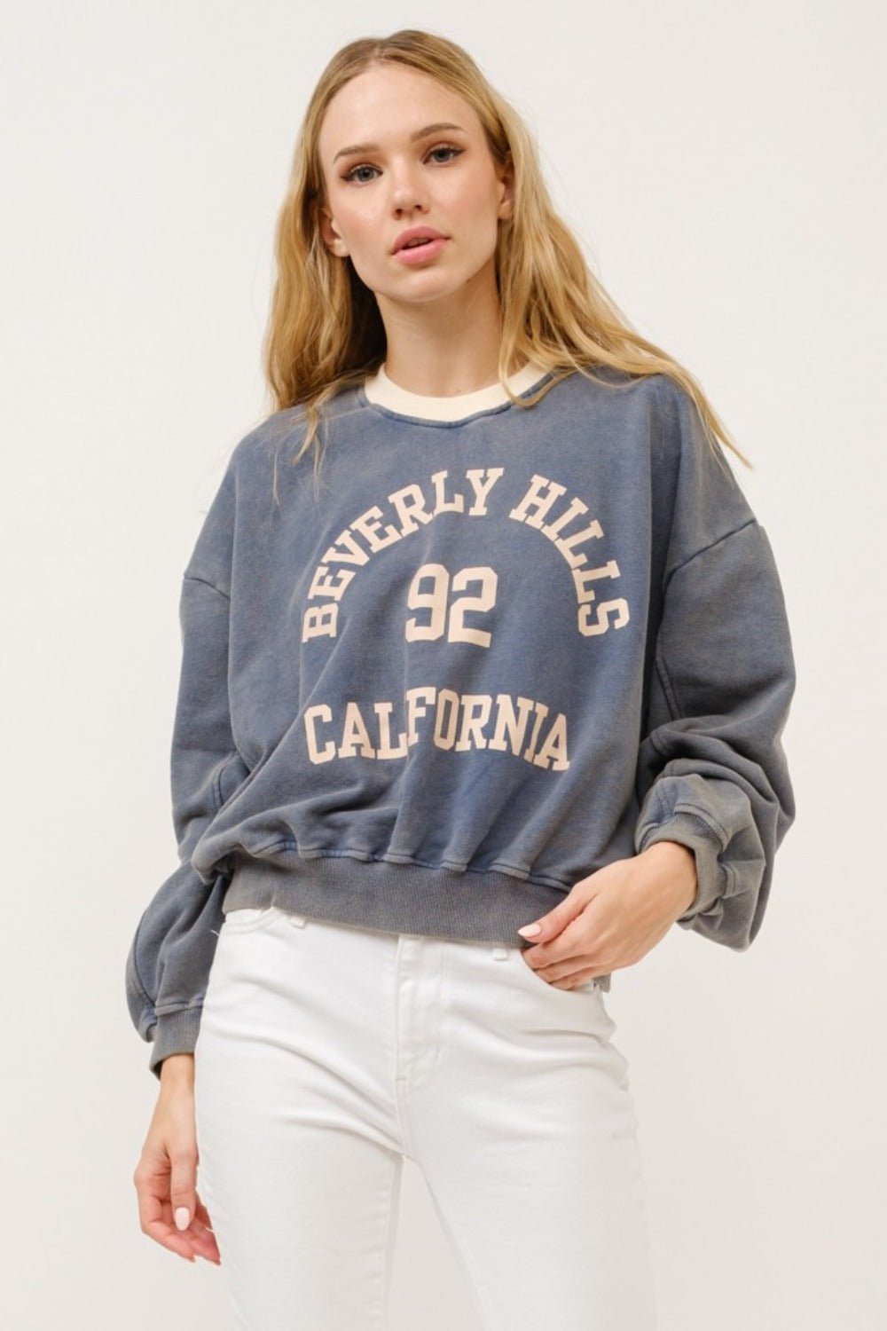 Beverly Hills Crop Sweatshirt - Basic Bee