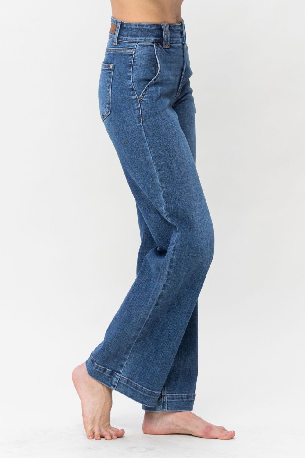 Double Button Wide Leg Jeans