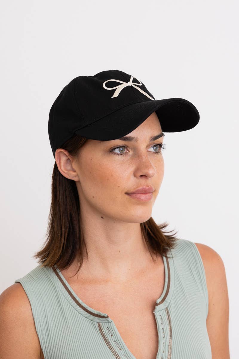 Bow Embroidered Baseball Cap - Basic Bee