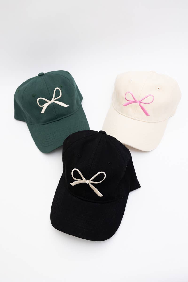 Bow Embroidered Baseball Cap - Basic Bee