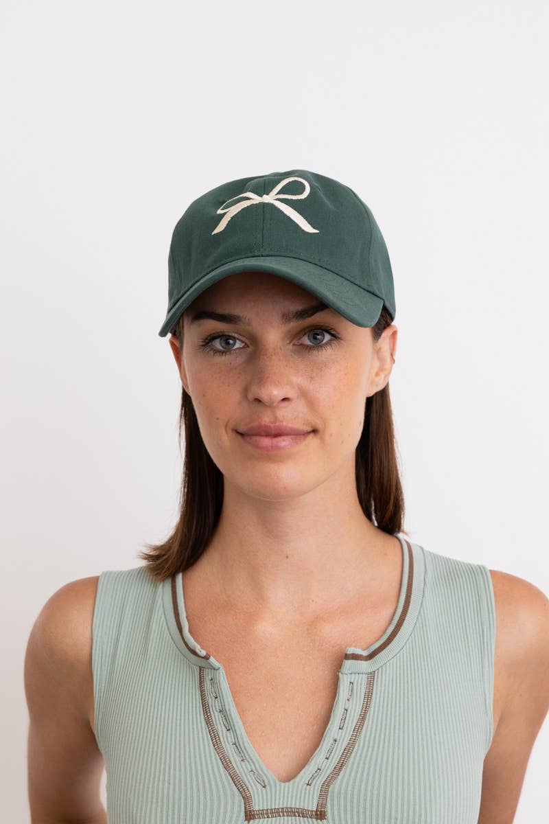 Bow Embroidered Baseball Cap - Basic Bee