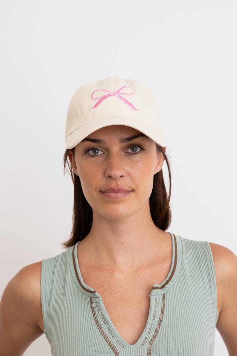 Bow Embroidered Baseball Cap - Basic Bee