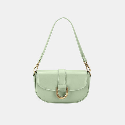 Buckle PU Leather Shoulder Bag - Basic Bee