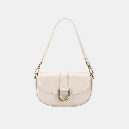 Buckle PU Leather Shoulder Bag - Basic Bee