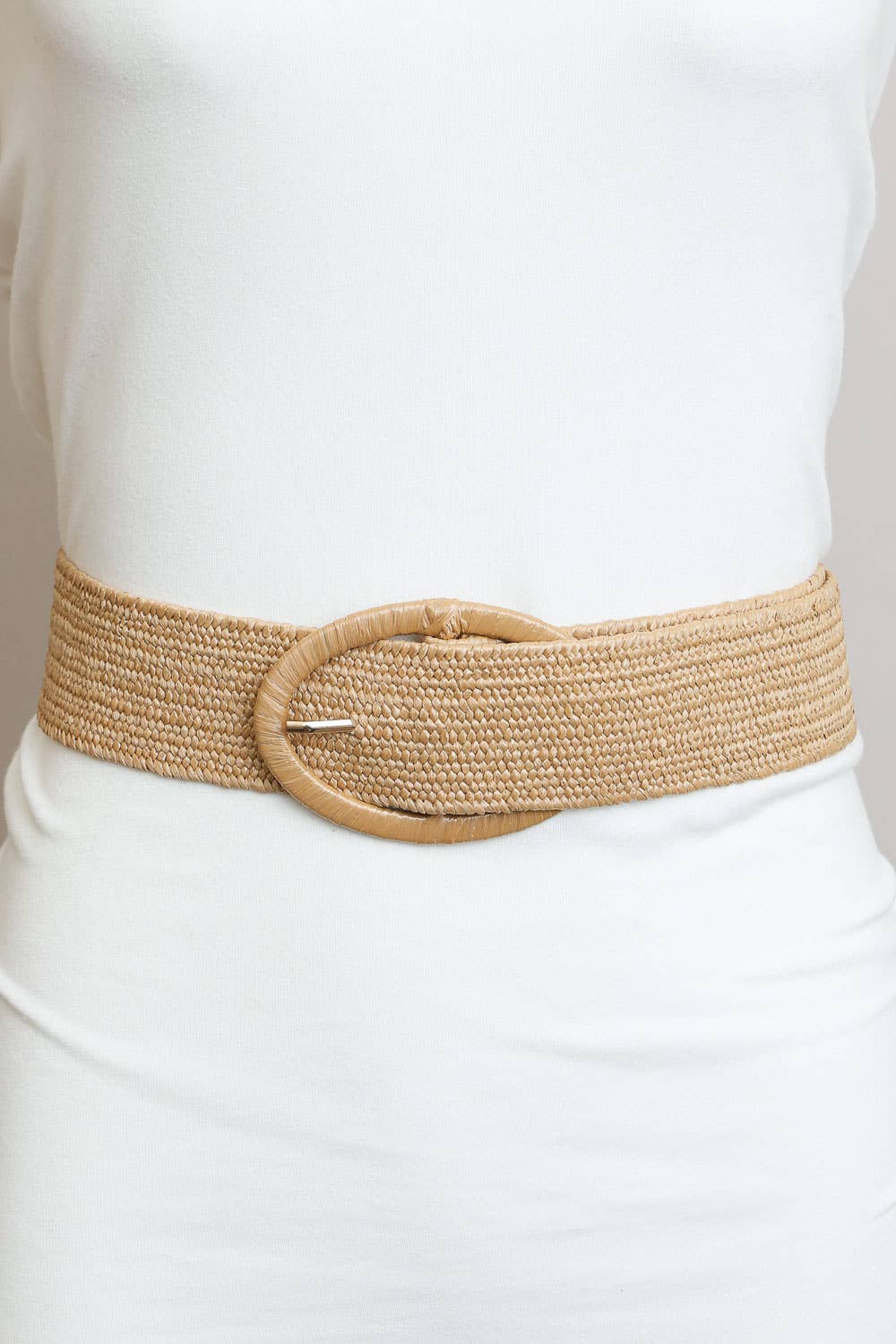 Raffia Oval Buckle Belt