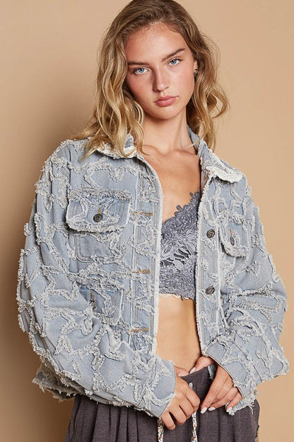 Star Textured Denim Jacket