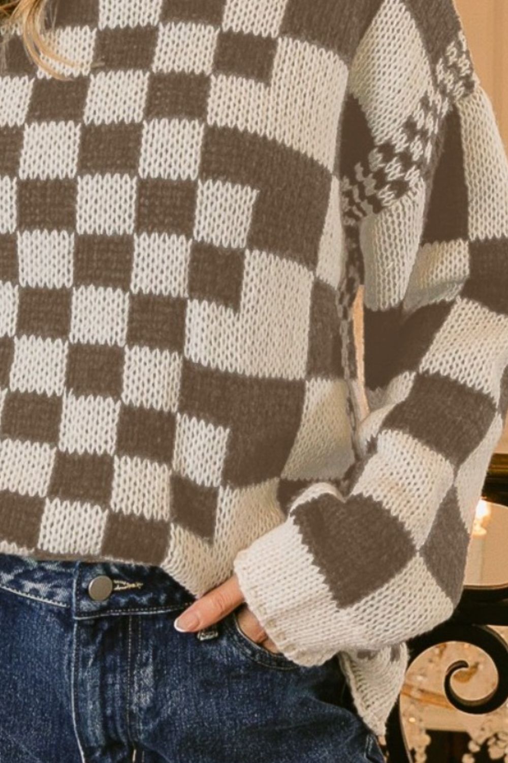 Checkered Chunky Sweater