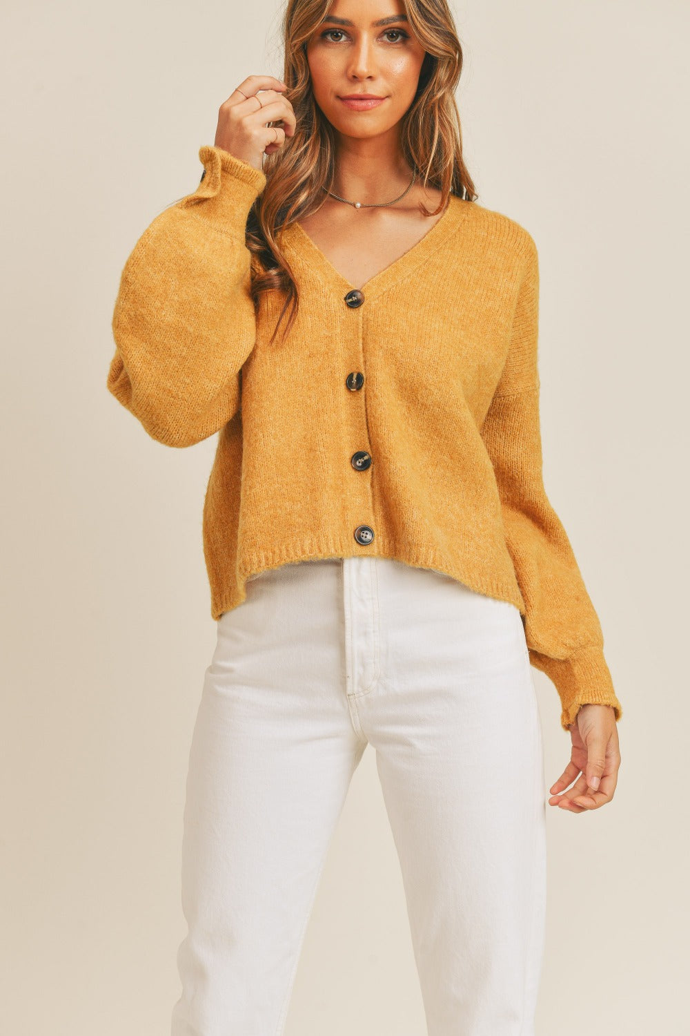 Colonel Mustard Button Down Sweater