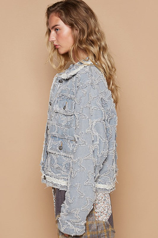 Star Textured Denim Jacket